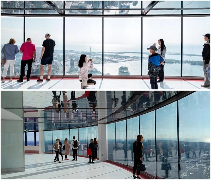 Góc chụp từ dưới lên tôn vinh sự vĩ đại của tháp CN Tower