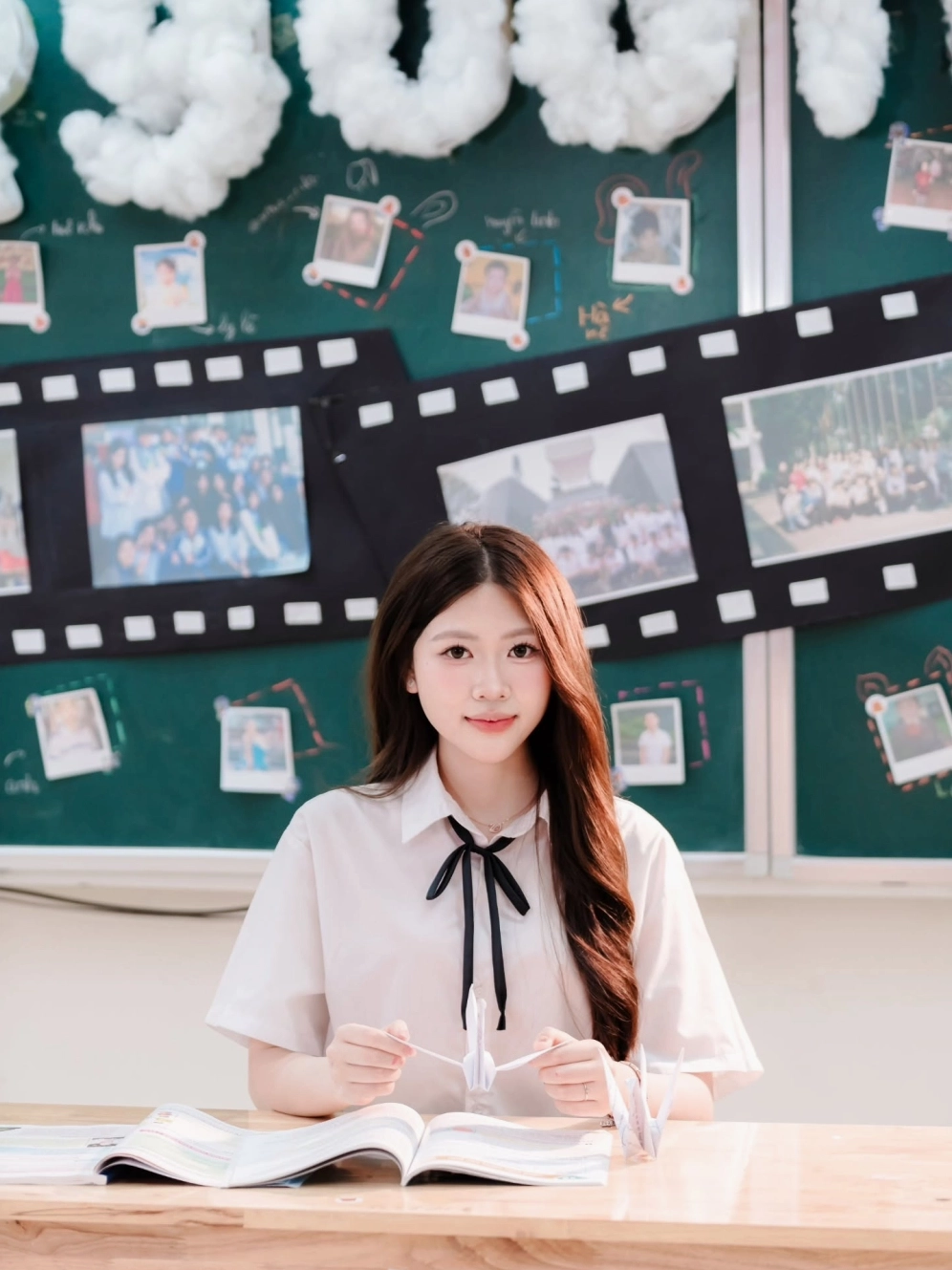 Gương mặt cô gái toát lên vẻ hạnh phúc và tràn đầy năng lượng khi cười