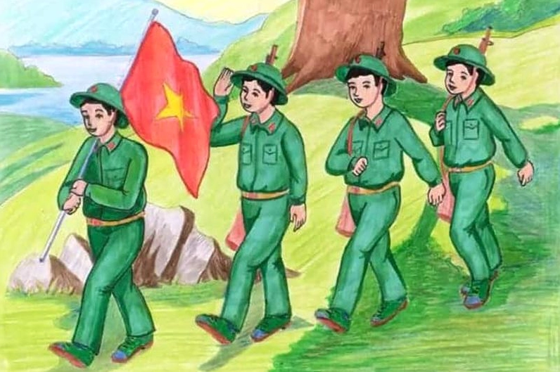 Hành quân qua rừng xanh những người lính vững bước vì quê hương.