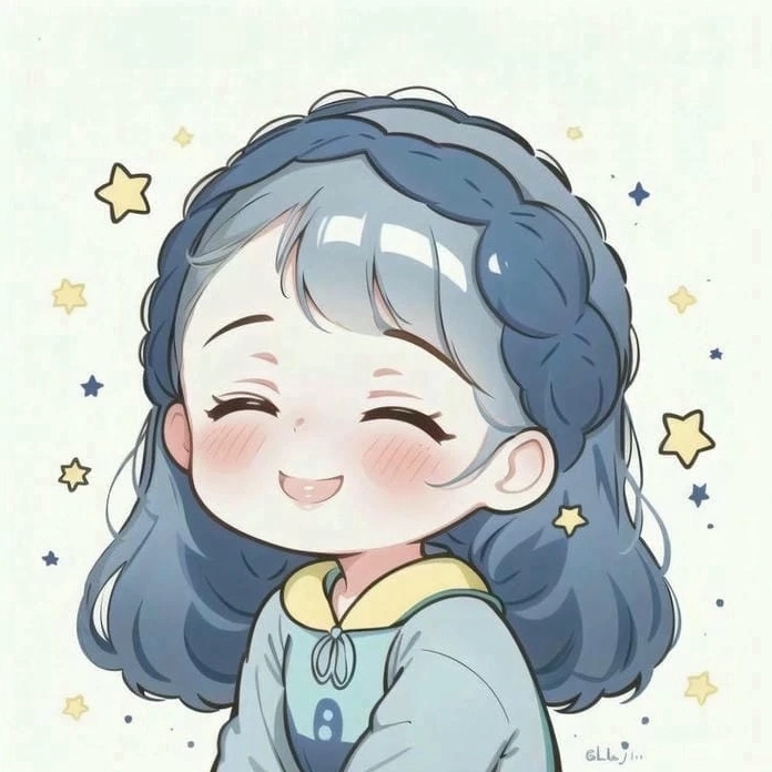 Hình ảnh anime cute nữ chibi với nụ cười rạng rỡ đáng yêu
