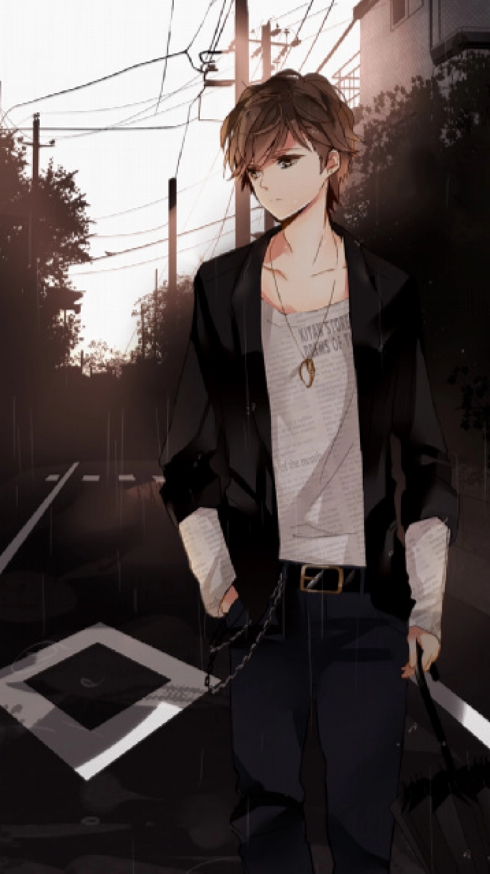 Hình ảnh anime nam lạnh lùng cầm túi xách