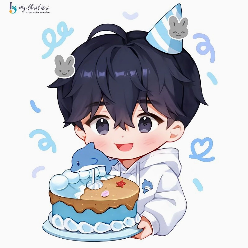 Hình ảnh chibi nam cute đang suy tư