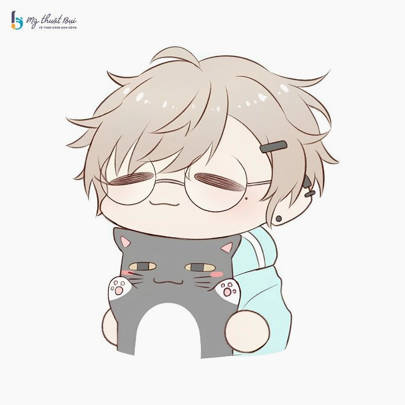 Hình ảnh chibi nam cute đang xoa đầu