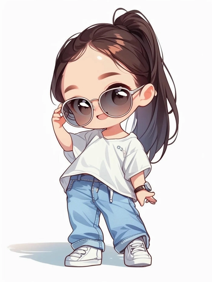Hình ảnh chibi ngầu nữ với nét lạnh lùng nhưng đáng yêu