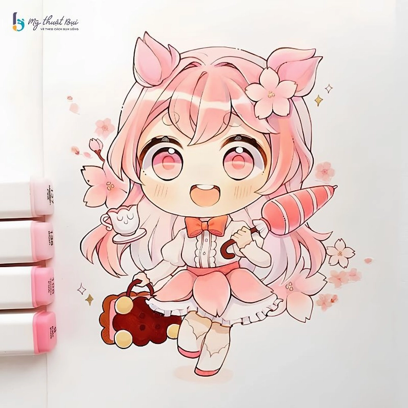 Hình ảnh chibi nữ cute đang nháy mắt