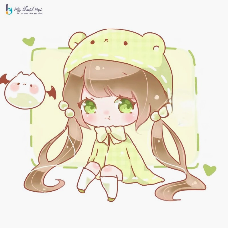 Hình ảnh chibi nữ cute tóc ngắn đang mỉm cười