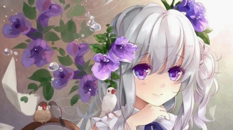 Hình ảnh cô nàng anime tóc trắng quyến rũ và đầy cá tính