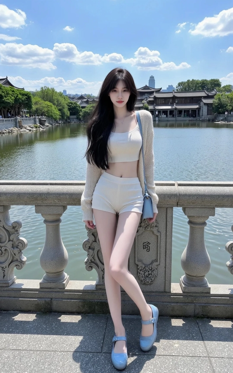 Hình ảnh gái xinh Trung Quốc chân dài được blend màu tông pastel ngọt ngào