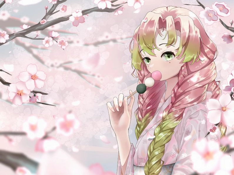 Hình ảnh mitsuri anime bảo vệ đồng đội