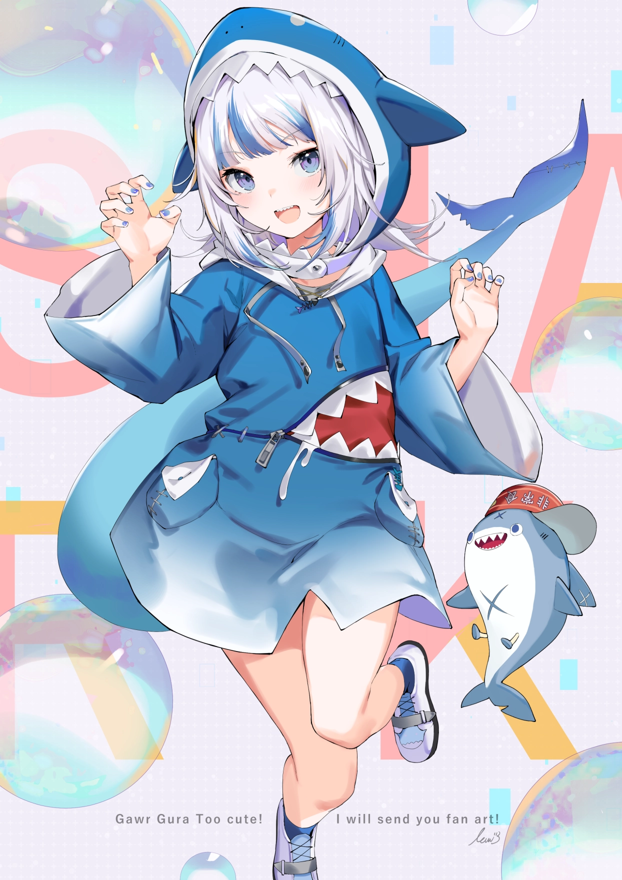 Hình ảnh một chú cá mập đáng yêu được thiết kế làm hình nền điện thoại