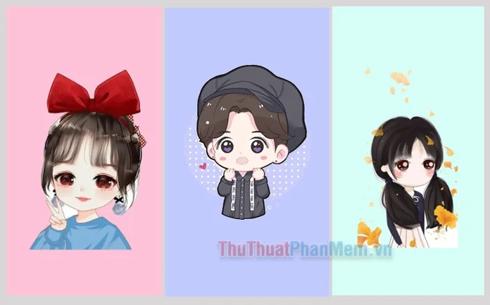 Hình ảnh một cô gái chibi dễ thương với mái tóc màu hồng, nón len và quần áo mùa đông