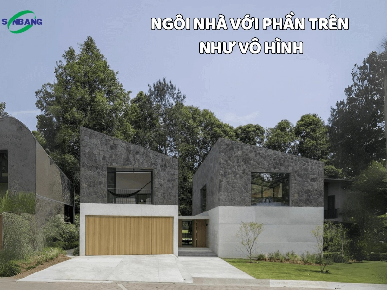 Hình ảnh thiết kế kiến trúc với phần trên trong suốt như vô hình