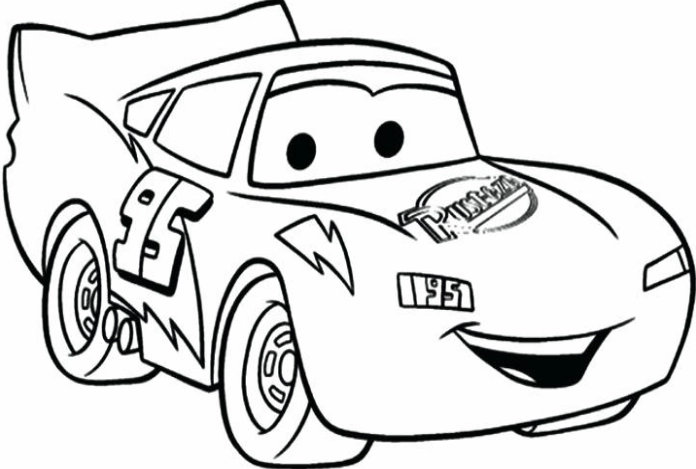 Hình ảnh tranh tô màu ô tô mcqueen đang vui vẻ cười tươi rạng rỡ