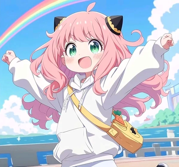 Hình anime nữ cute chibi đang ôm gấu bông