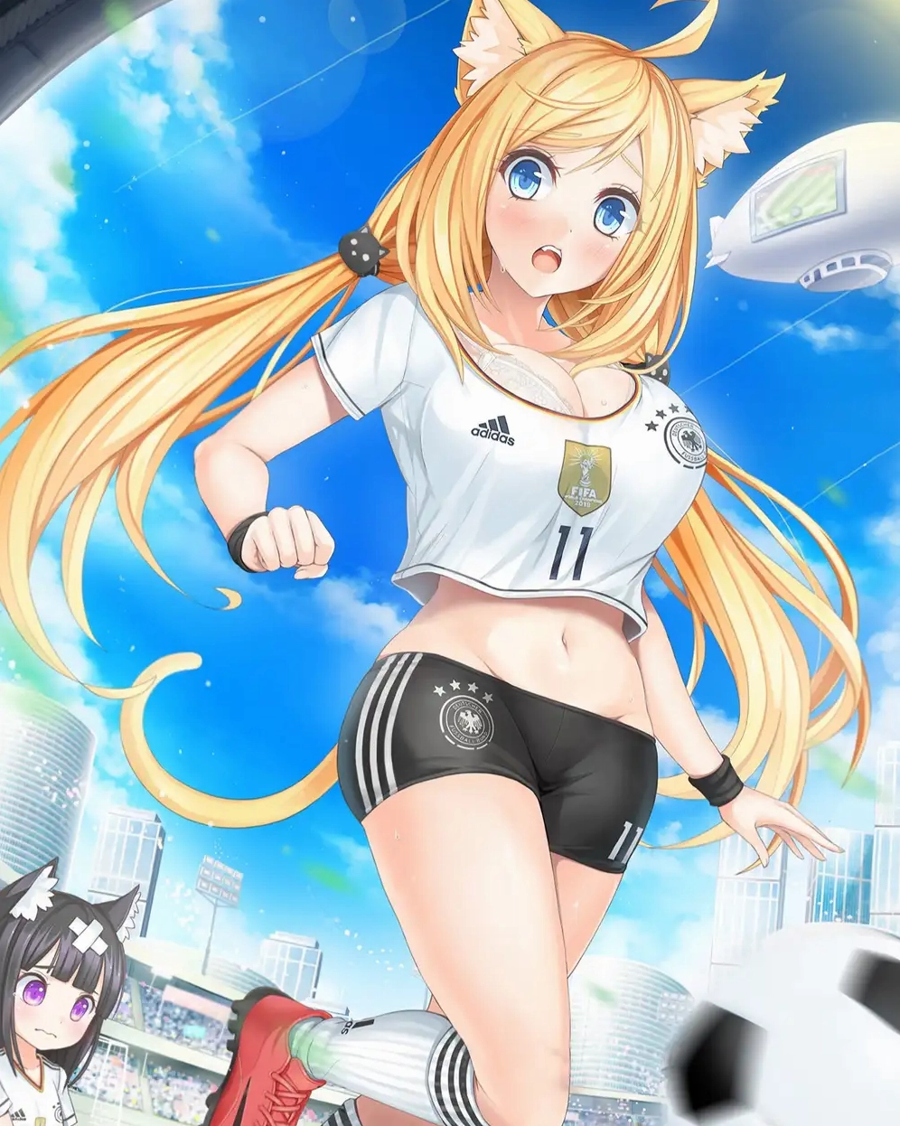 Hình anime nữ đá bóng với nụ cười tỏa nắng