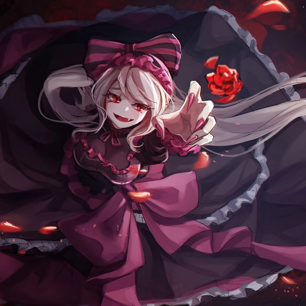 Hình anime vampire nữ với đôi mắt đỏ rực