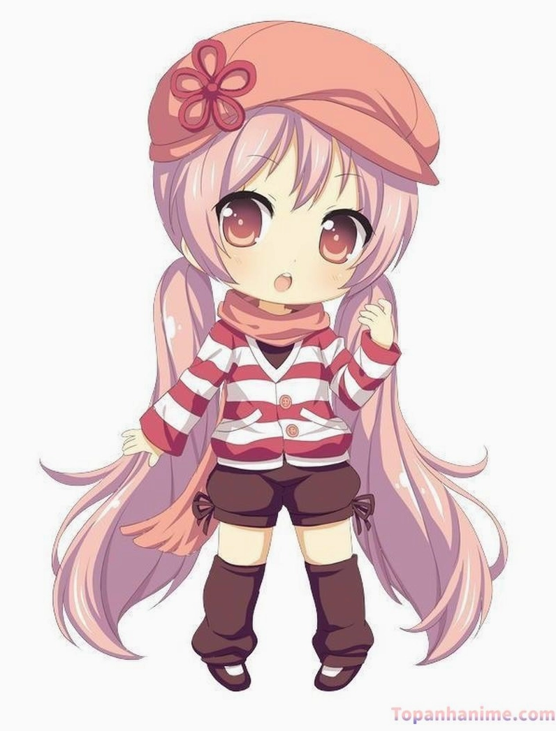 Hình chibi cô gái 1 đang chăm chú đọc sách