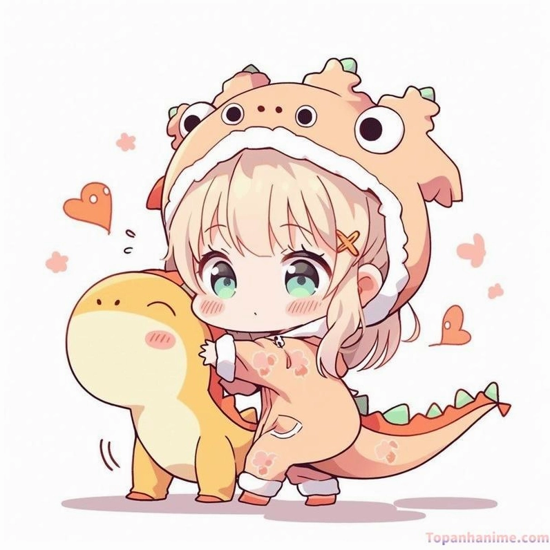 Hình chibi cô gái 11 bên thú cưng