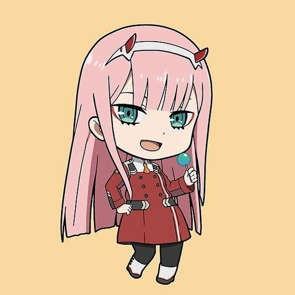 Hình chibi Zero Two tạo dáng vô cùng đáng yêu