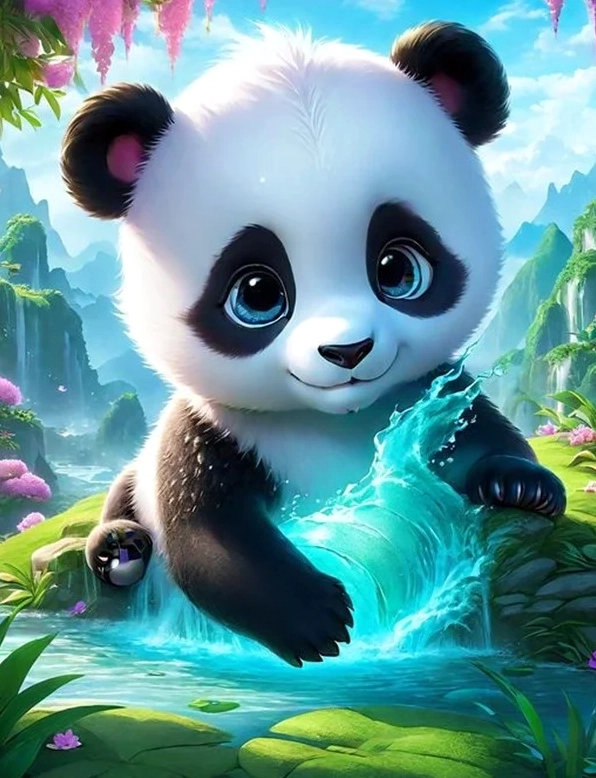 Hình gấu trúc chibi cute với vẻ mặt ngây ngô vô số tội