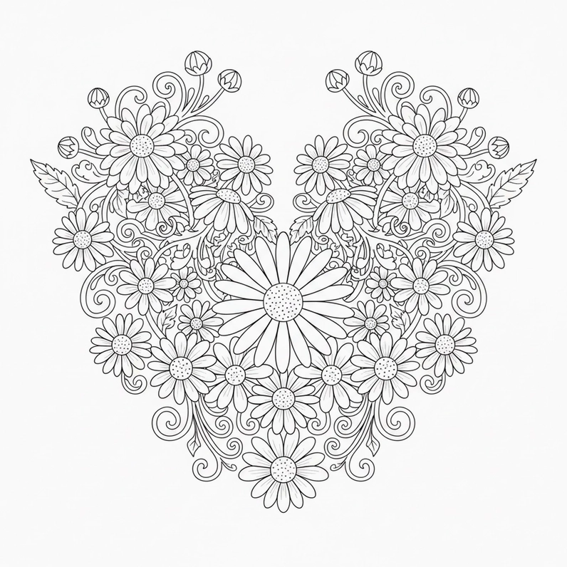 Hình hoa cúc cho bé phối màu sáng tạo