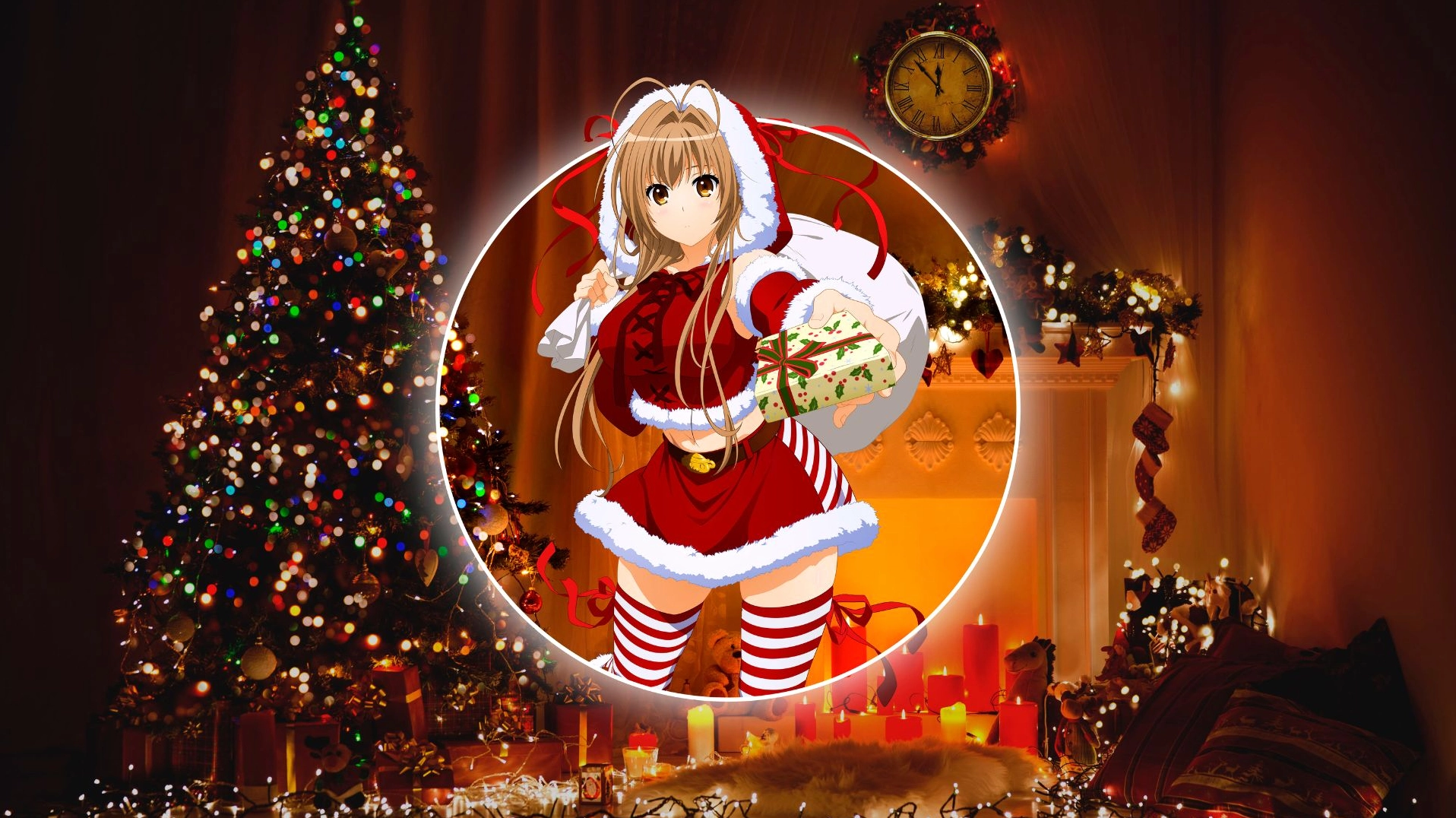 Hình nền anime dễ thương cho máy tính với chủ đề mùa đông lạnh giá