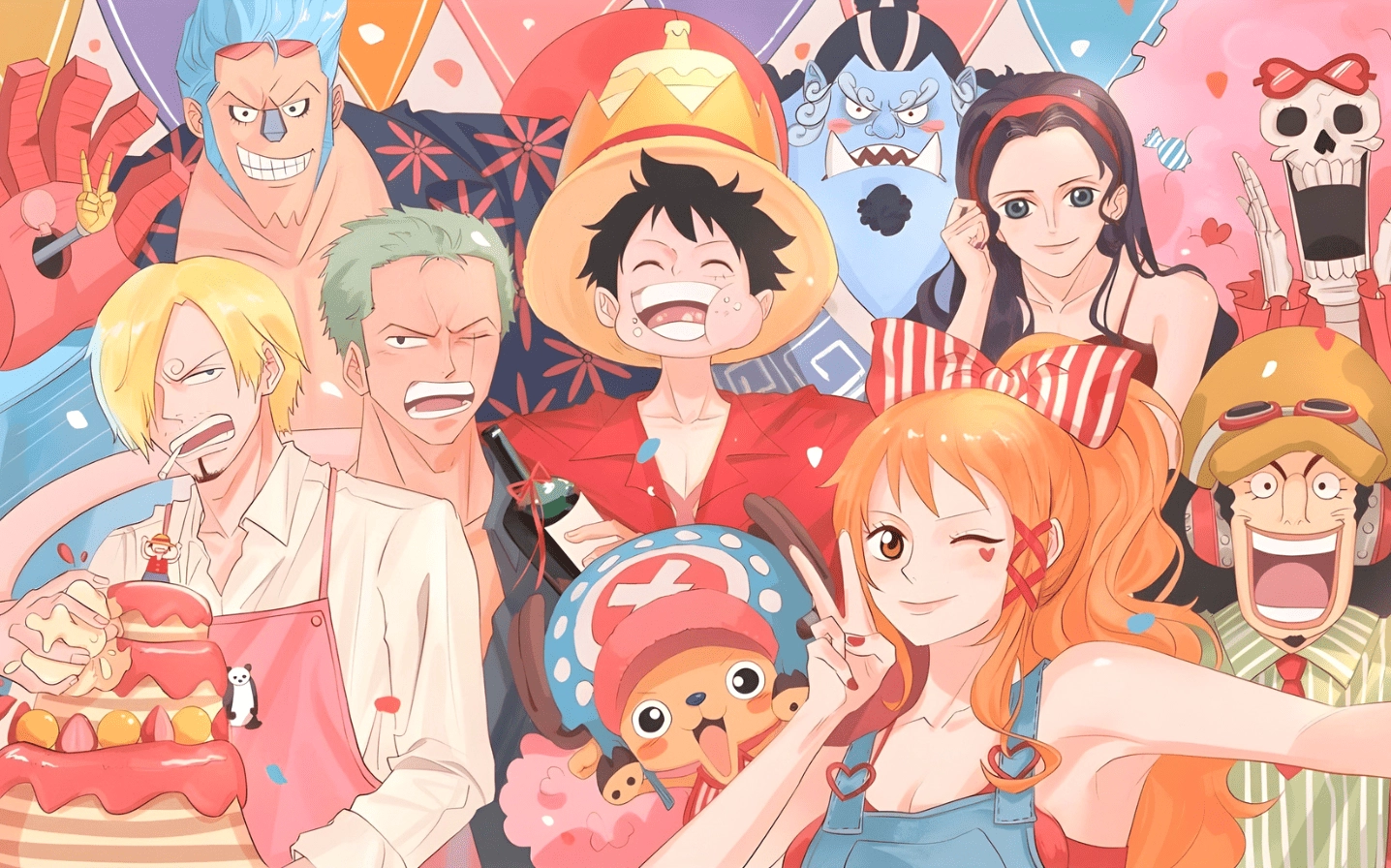 Hình nền băng Mũ Rơm tươi cười