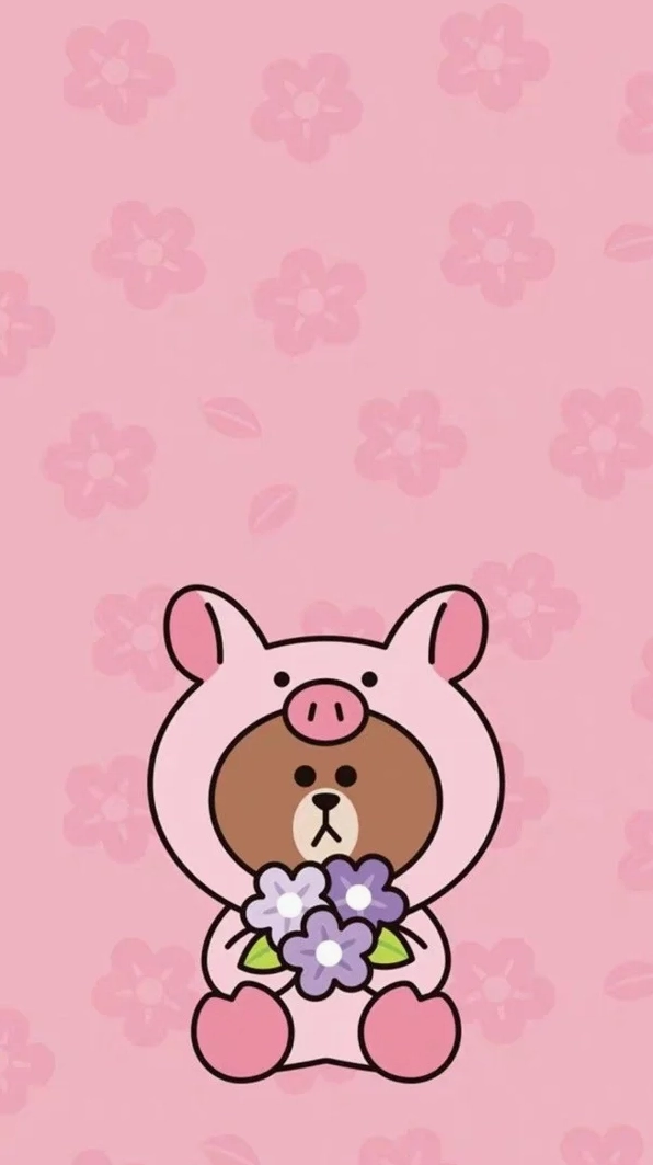 Hình nền gấu chibi cute với tone màu pastel ngọt ngào