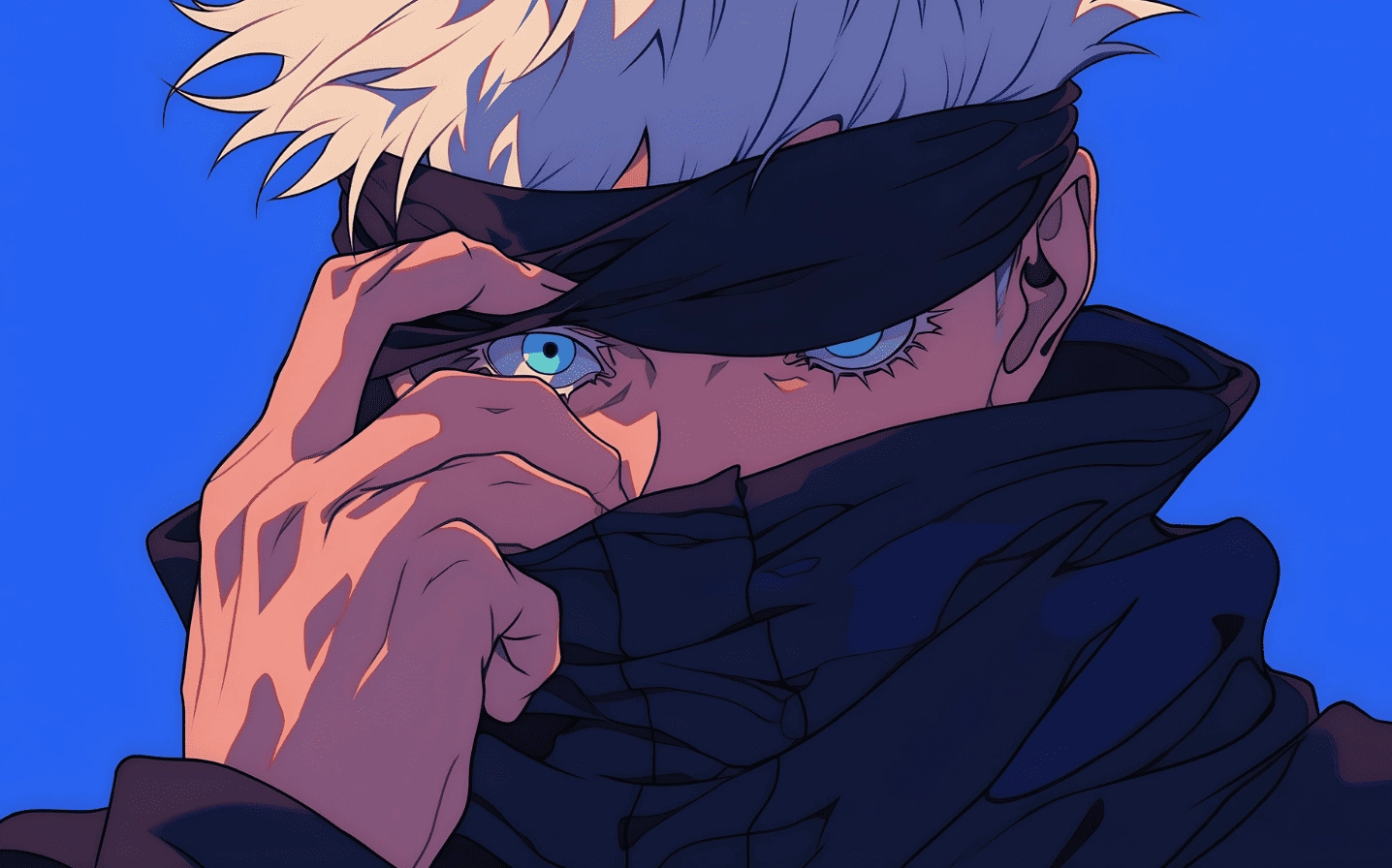 Hình nền Gojo hé một bên mắt xanh tuyệt đẹp