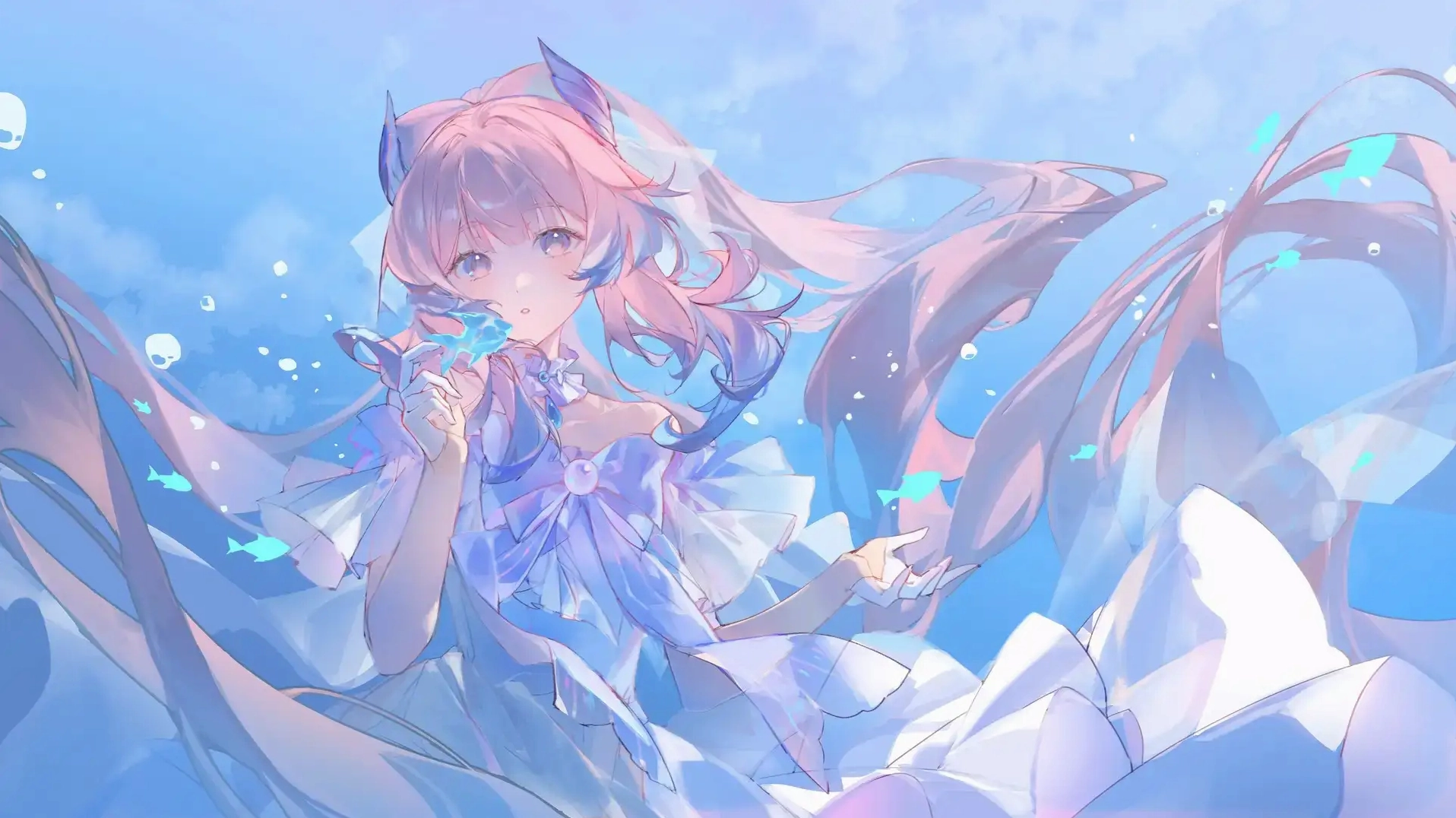 hình nền máy tính anime màu tím lung linh