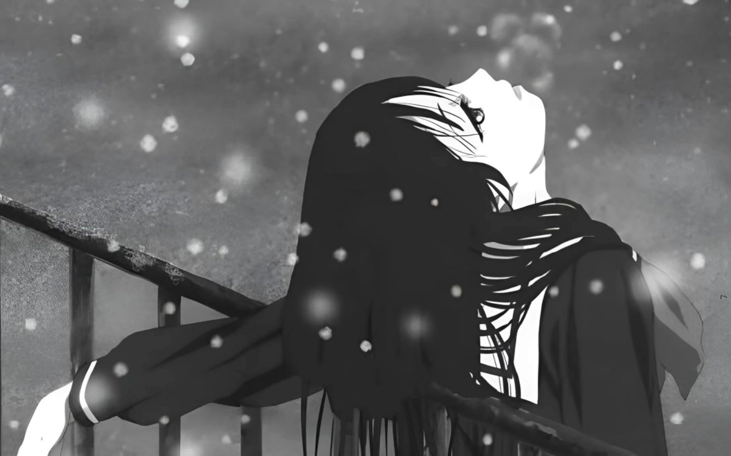 Hình nền nhân vật nữ ngước mặt lên trời đầy tâm trạng