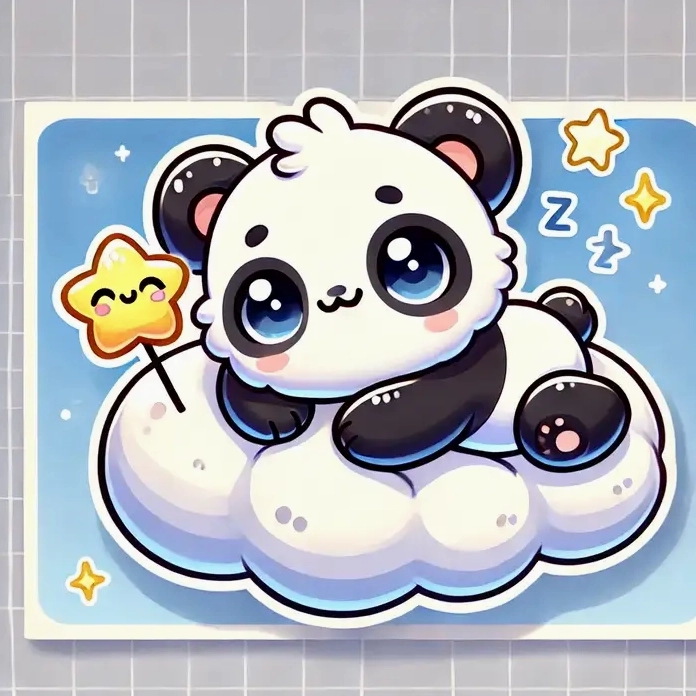 Hình panda chibi siêu đẹp đang ngủ gật làm ảnh nền vô cùng dễ thương