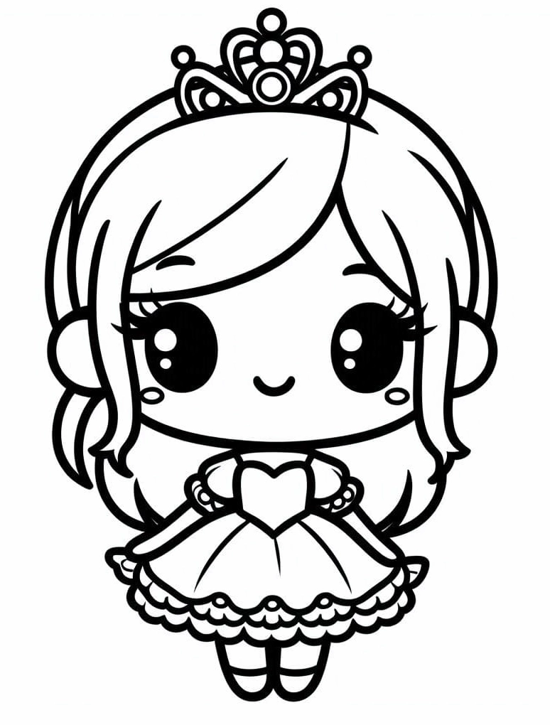 Hình tô màu anime girl nhỏ bé với chiếc nơ xinh xắn