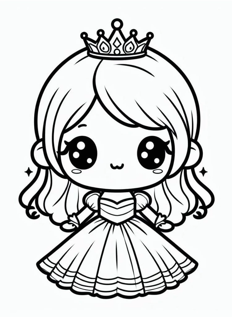 Hình tô màu anime girl nhỏ bé với nụ cười tươi tắn