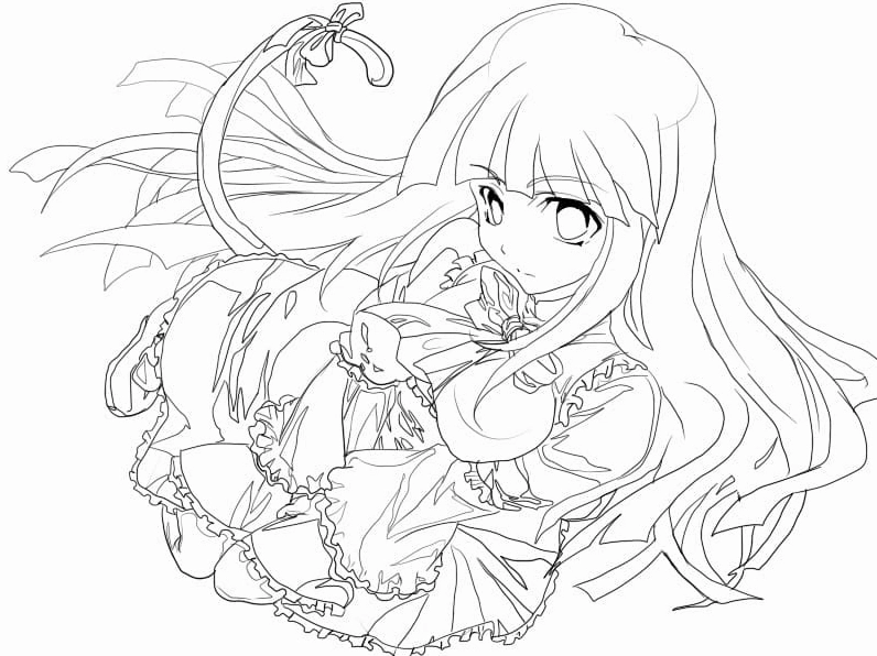 Hình tô màu công chúa anime đẹp và dễ thương cho bé