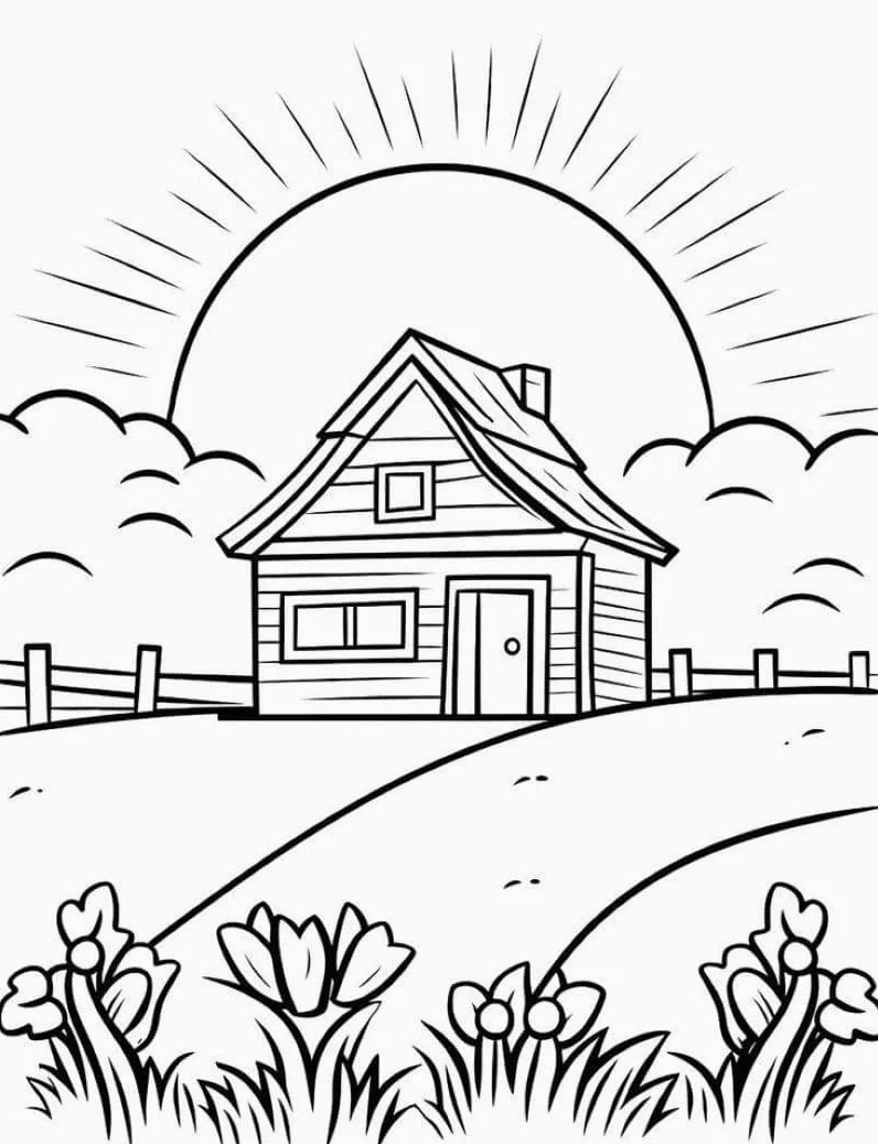 hình tô màu phong cảnh chi tiết