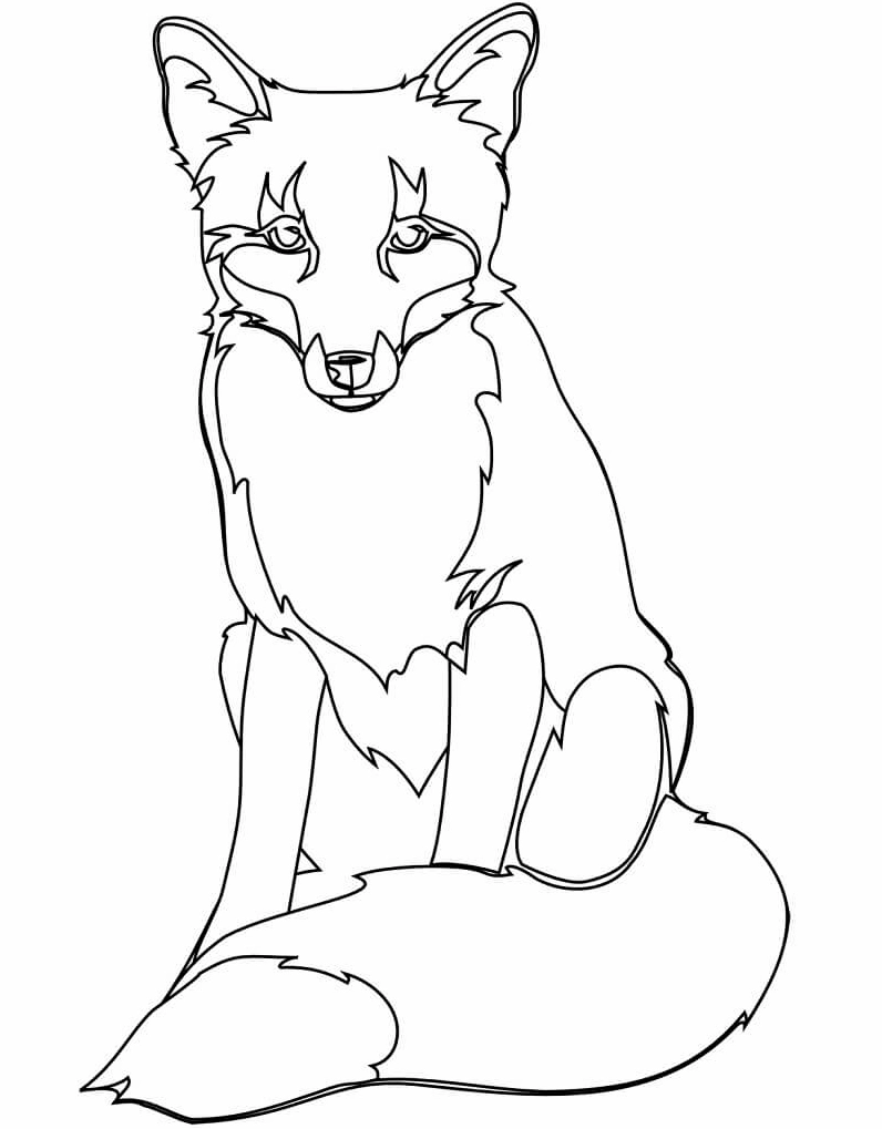 Hình tranh tô màu con cáo đang ngồi suy tư