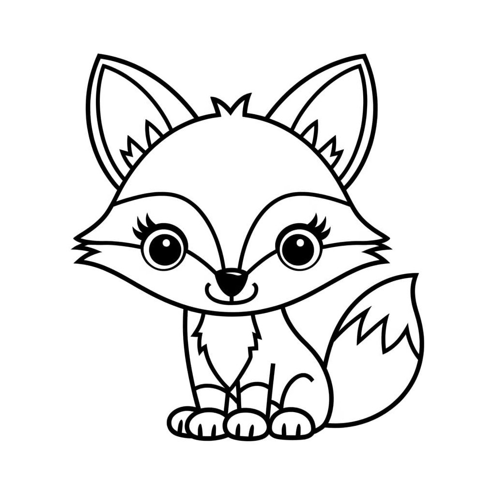Hình tranh tô màu con cáo hoạt hình dễ thương ngộ nghĩnh