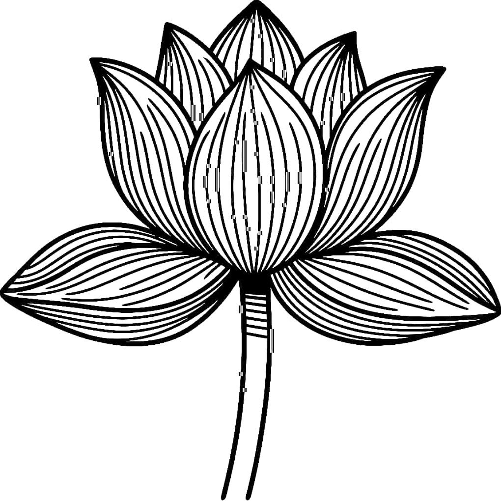 Hình vẽ hoa sen đơn giản cho bé tập tô màu