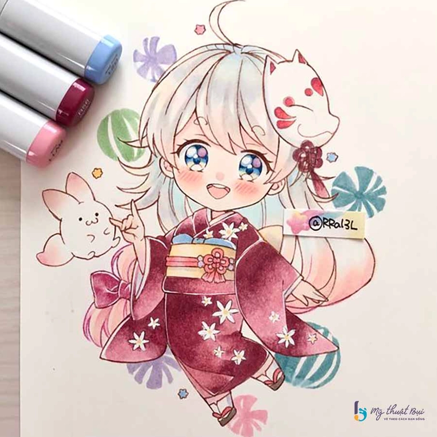 Hình vẽ một nhân vật anime chibi ngộ nghĩnh và thu hút