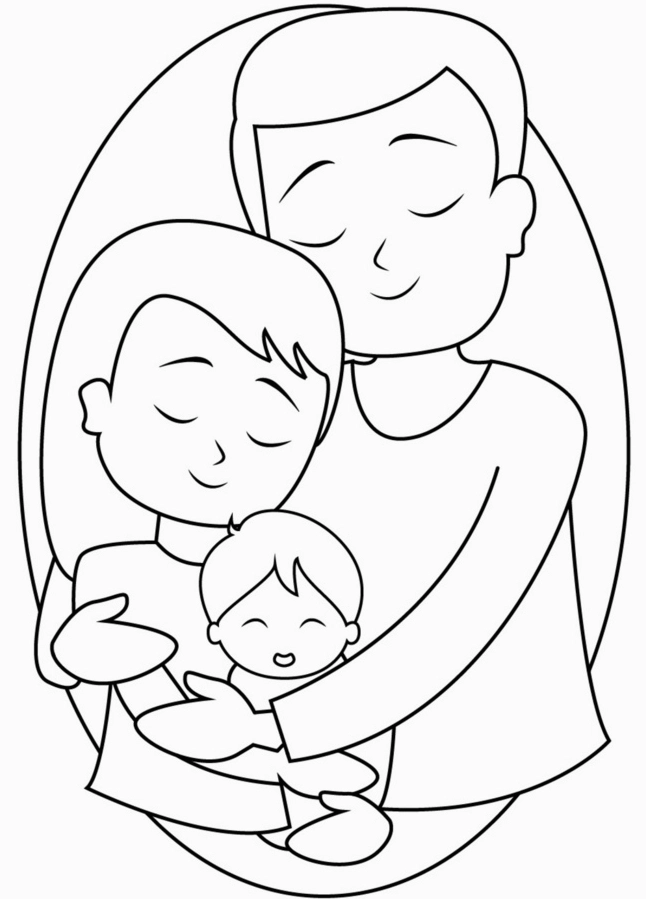 Hình vẽ nét đứt rõ ràng về gia đình 4 người