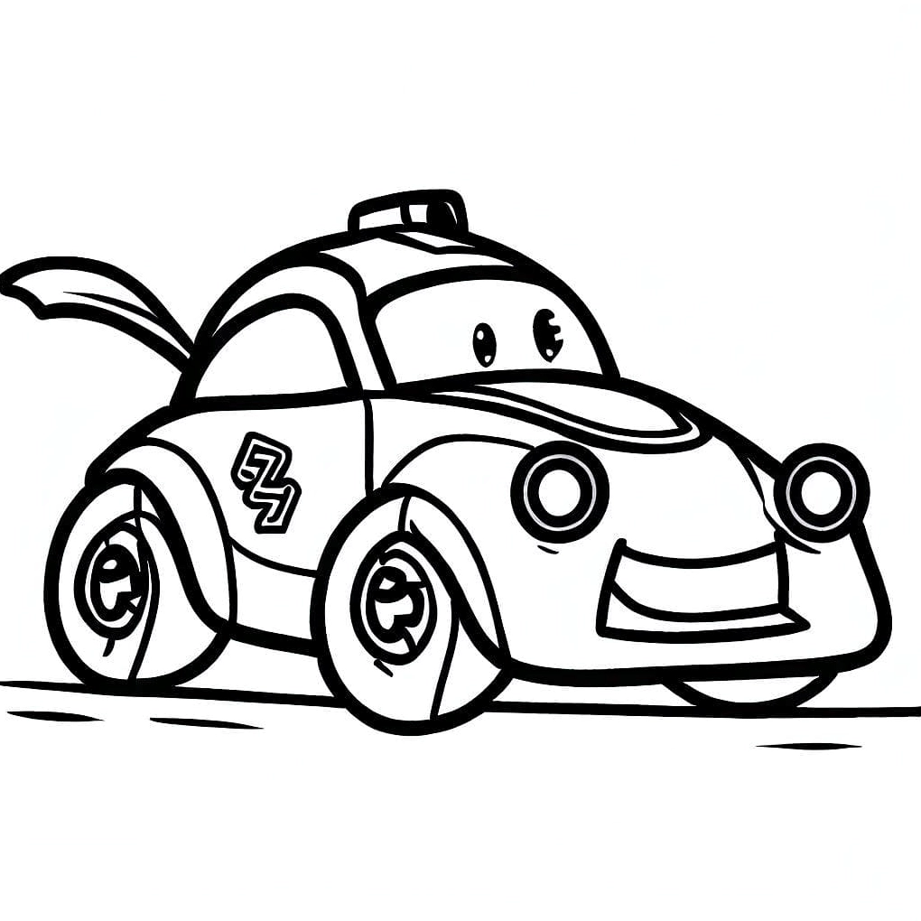 Hình vẽ ô tô xe đua tốc độ vui nhộn với nụ cười tươi tắn
