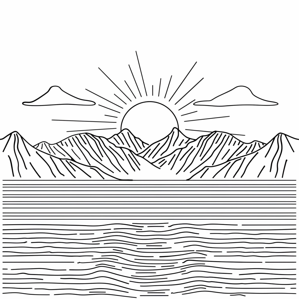 Hình vẽ phong cảnh chưa tô màu rõ nét dễ sáng tạo cho bé mầm non