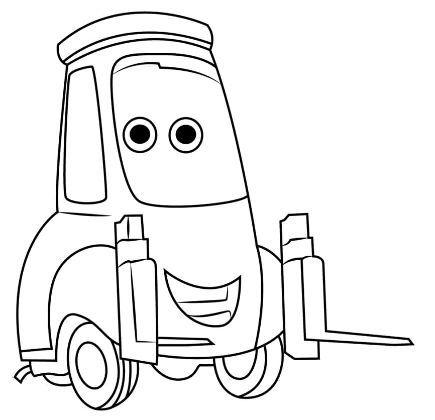 Hình vẽ tranh tô màu nhân vật Guido đáng yêu trong vương quốc xe hơi