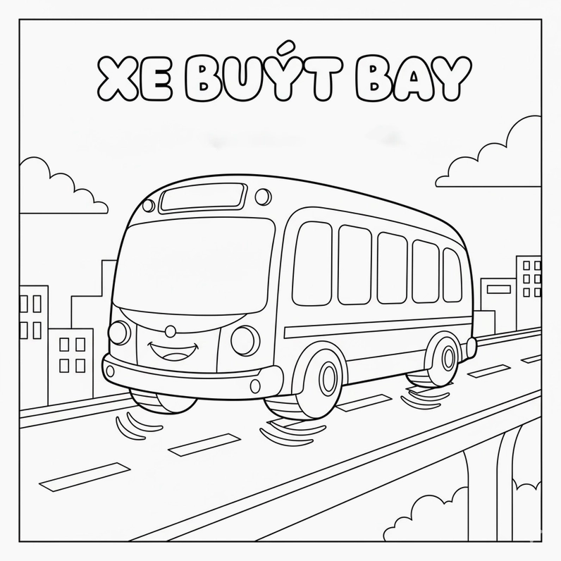 Hình Xe Khách tô màu đáng yêu cho bé