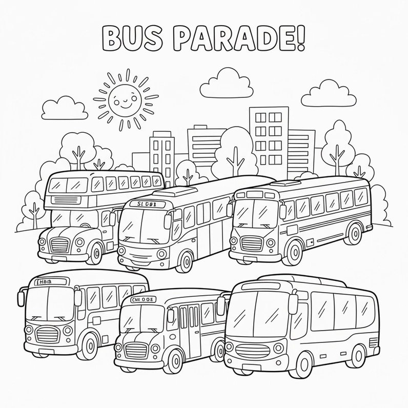 Hình Xe Khách tô màu dễ in tại nhà