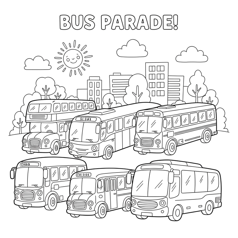 Hình Xe Khách tô màu dễ in tại nhà