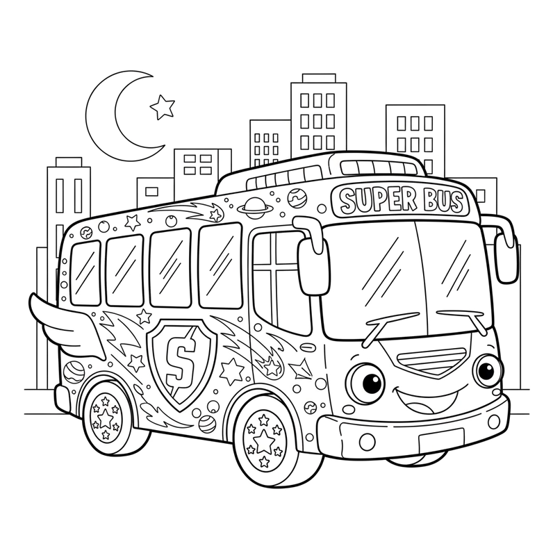 Hình Xe Khách tô màu đơn giản dễ in