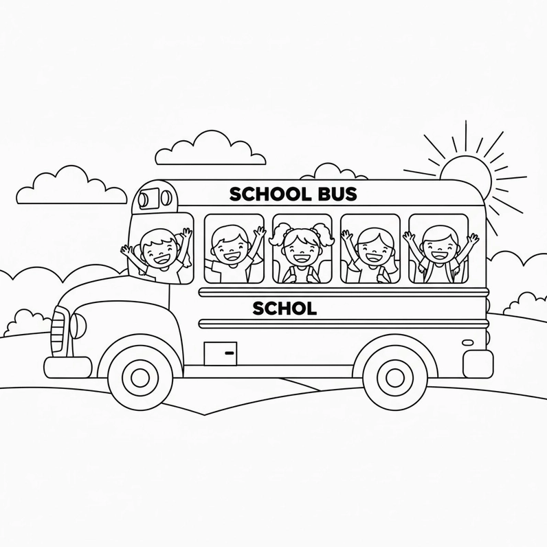 Hình Xe Khách tô màu giúp rèn kỹ năng