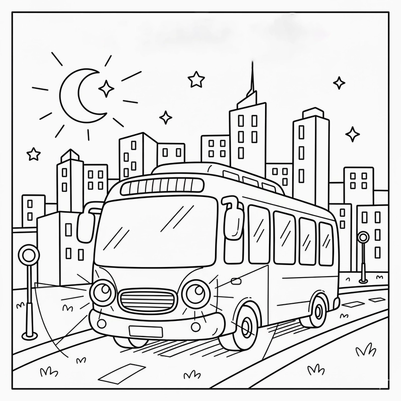 Hình Xe Khách tô màu hấp dẫn cho trẻ nhỏ